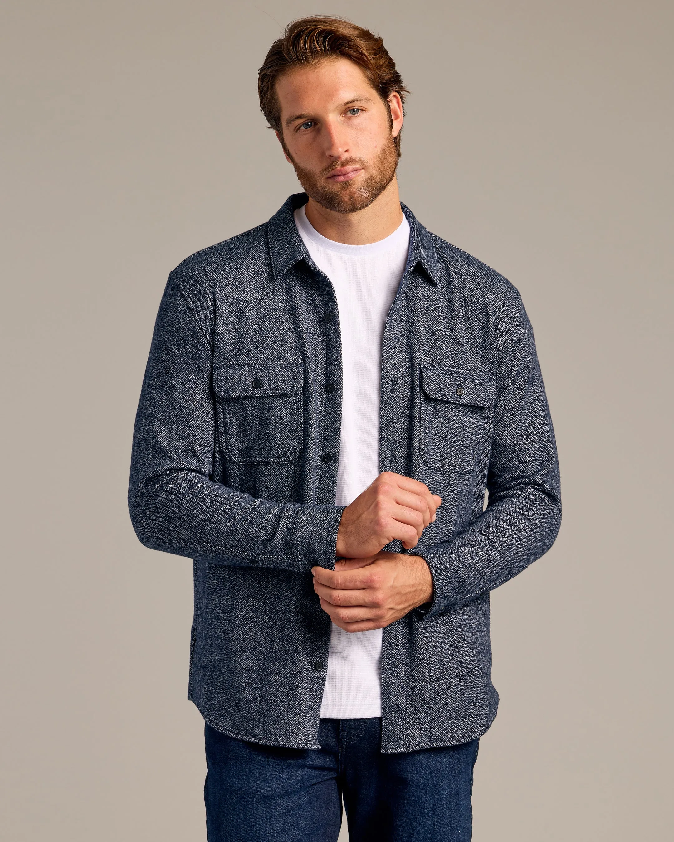 Navy & Light Gray Sweater Shirt Jacket 2-Pack