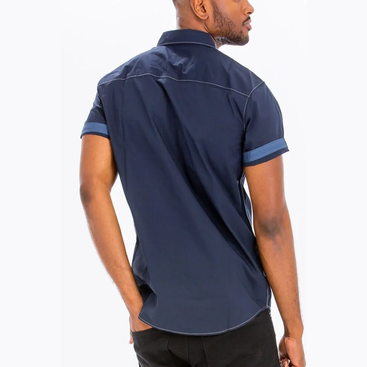 Navy Outline Stitch Two Pocket Shirt