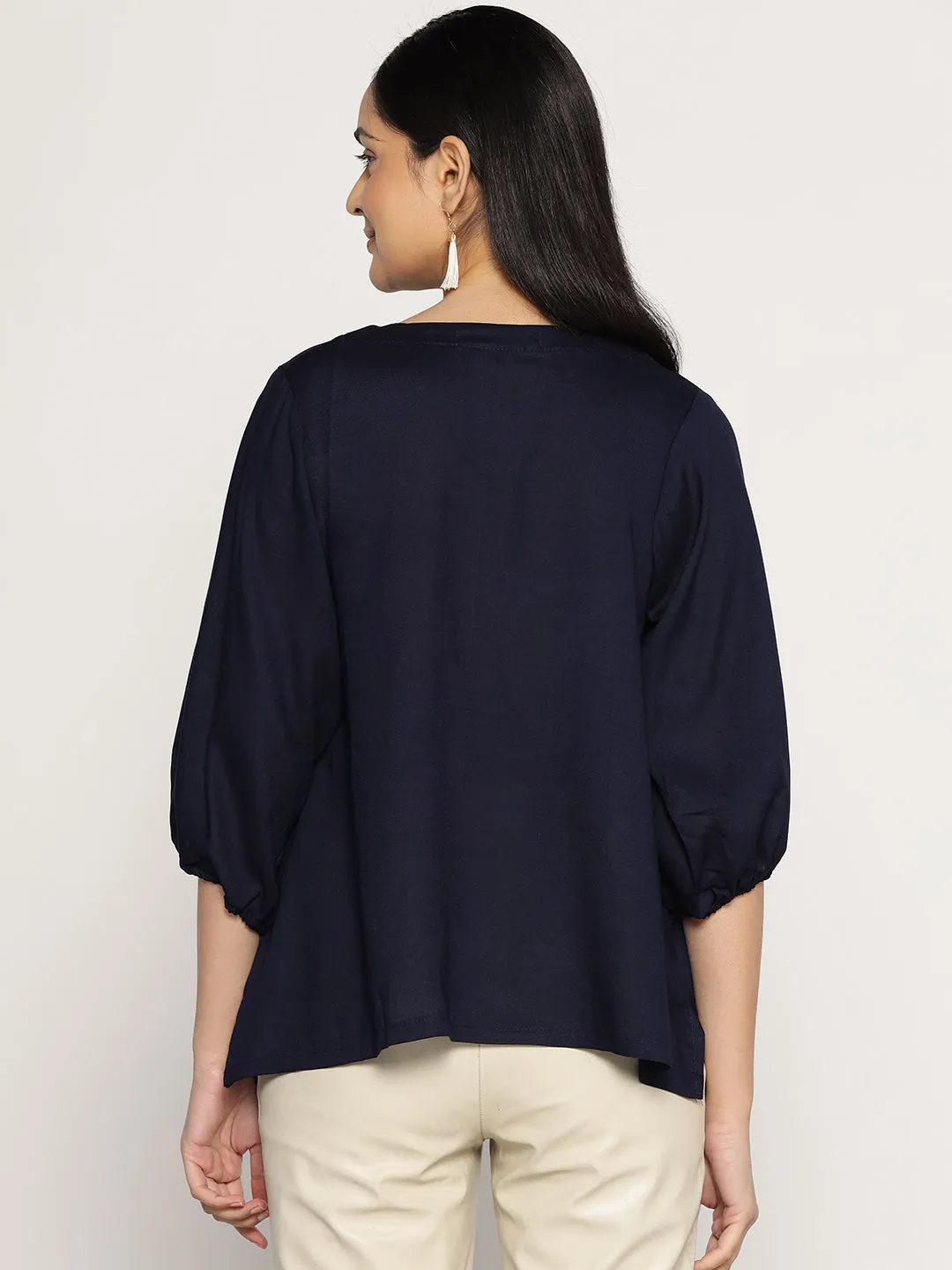 Navy Rayon Top - BotanicSplash