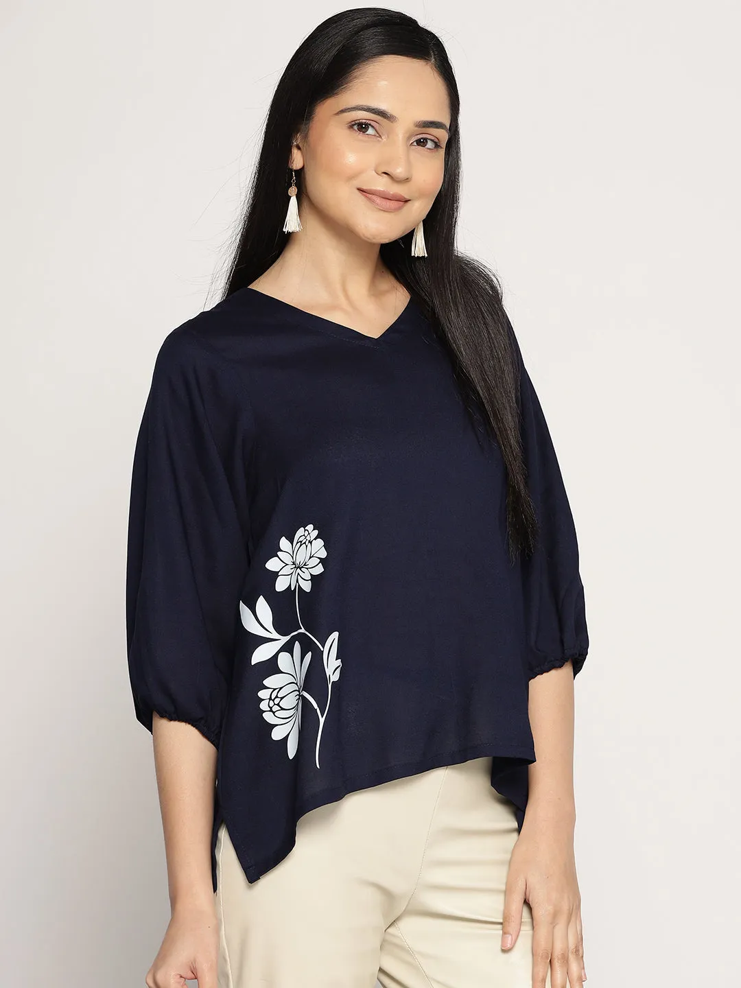 Navy Rayon Top - BotanicSplash