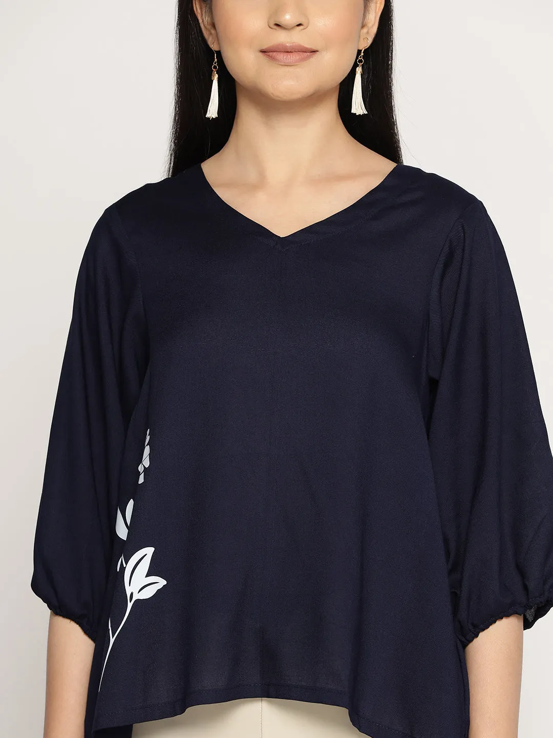 Navy Rayon Top - BotanicSplash