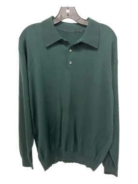 No Brand Size Est L Emerald Merino Wool Solid Polo Men's Sweater