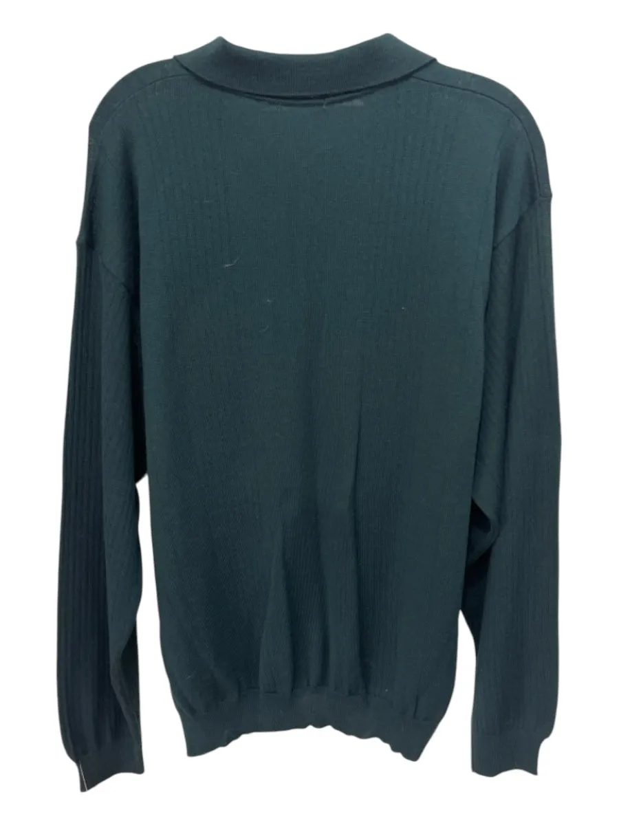 No Brand Size Est L Emerald Merino Wool Solid Polo Men's Sweater