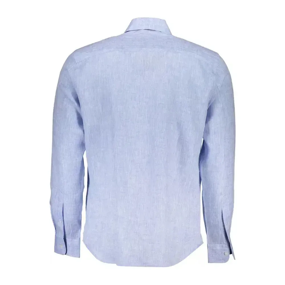 North Sails Light Blue Linen Men Shirt