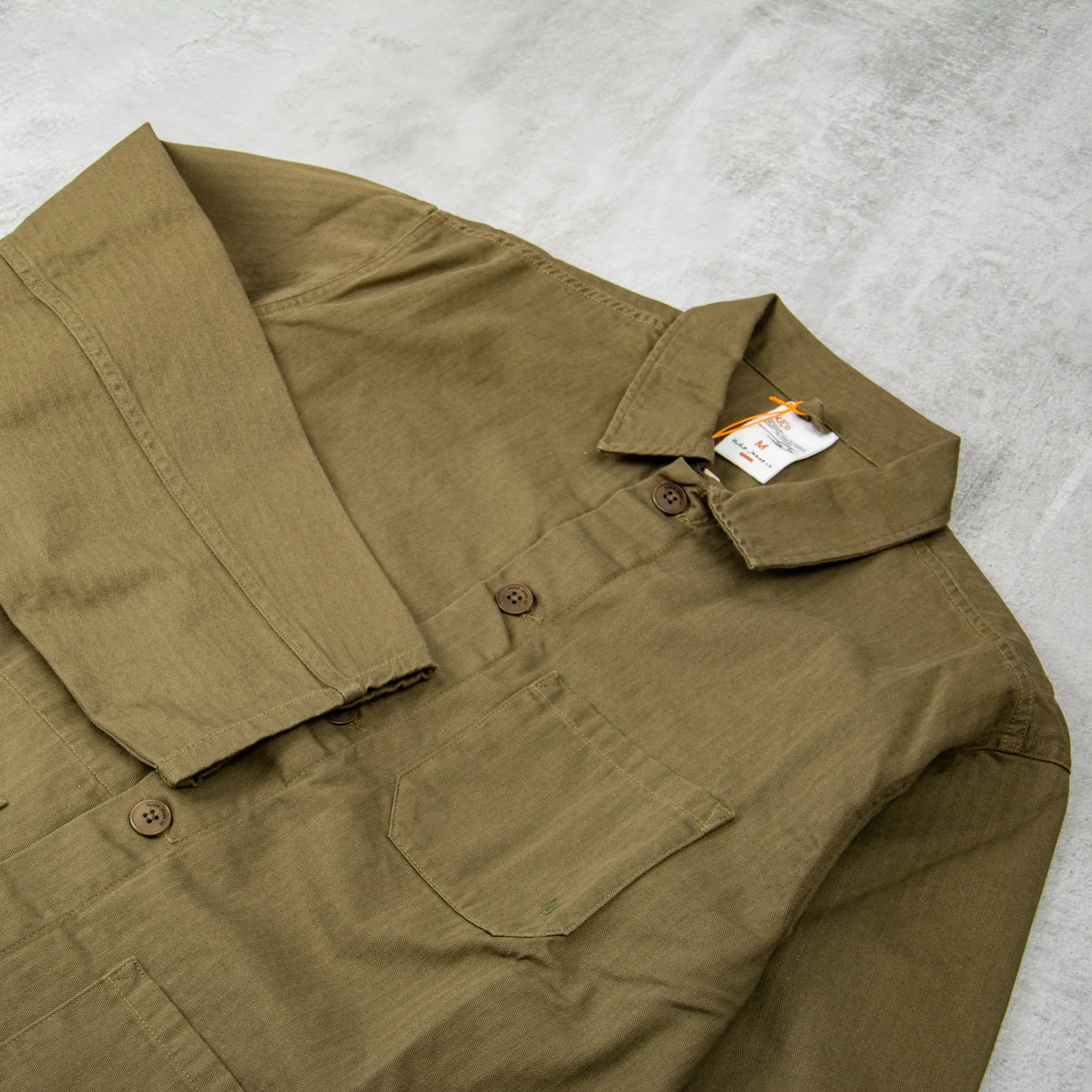 Nudie Buddy Herringbone Chore Jacket - Olive