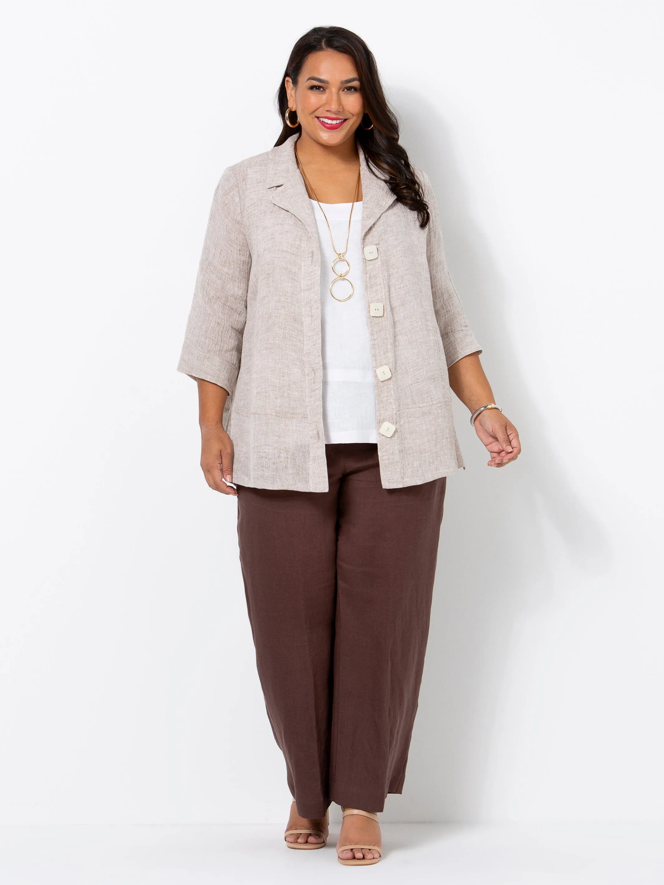 Oatmeal Crinkle Linen Jacket