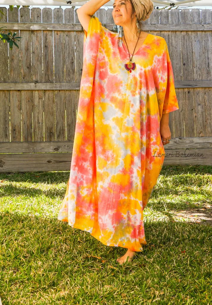 Orange Iced Tie Dye Kaftan