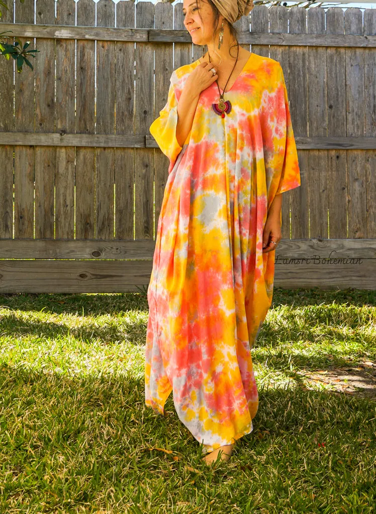 Orange Iced Tie Dye Kaftan