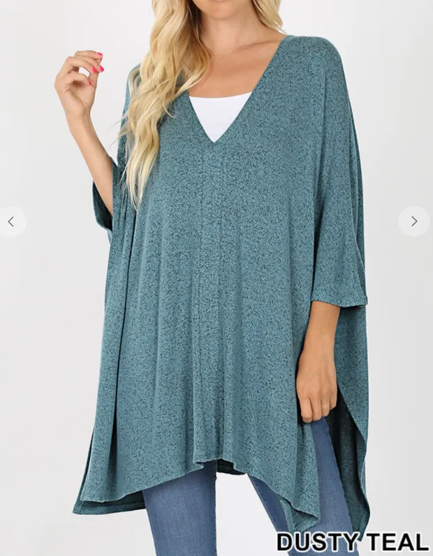 Oversized V-Neck Poncho - 6 Colors