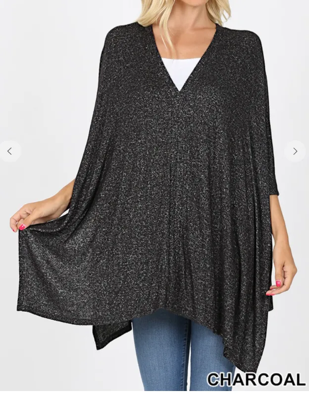 Oversized V-Neck Poncho - 6 Colors