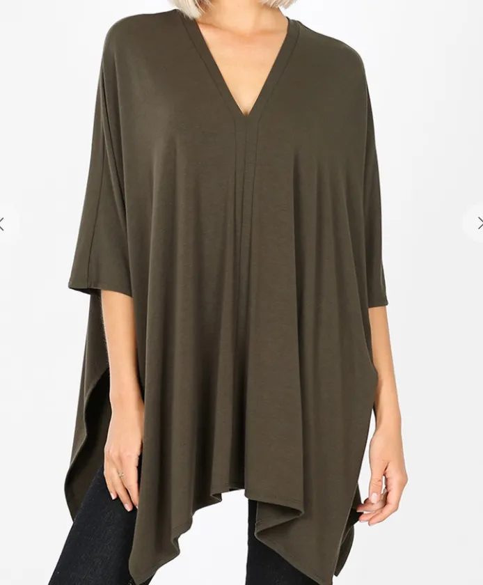 Oversized V-Neck Poncho - 6 Colors