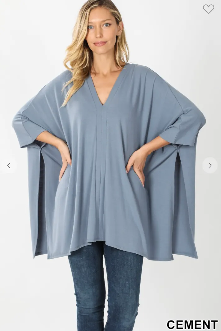 Oversized V-Neck Poncho - 6 Colors