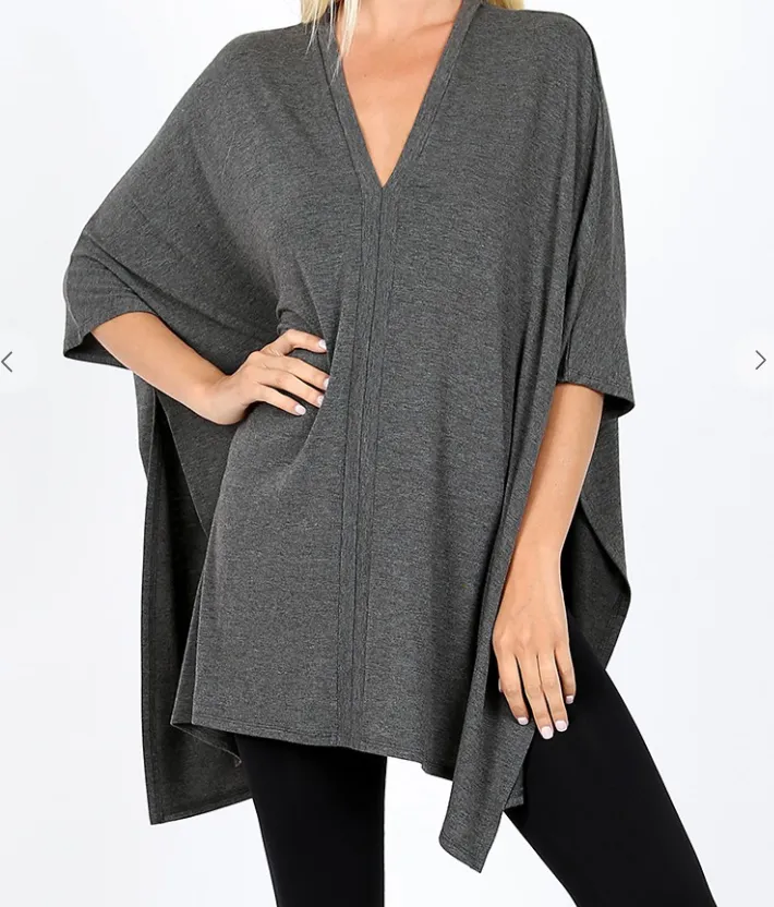 Oversized V-Neck Poncho - 6 Colors