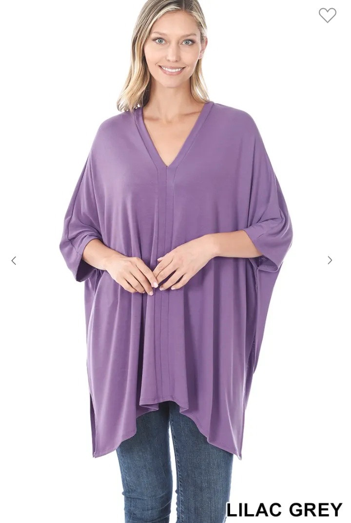 Oversized V-Neck Poncho - 6 Colors