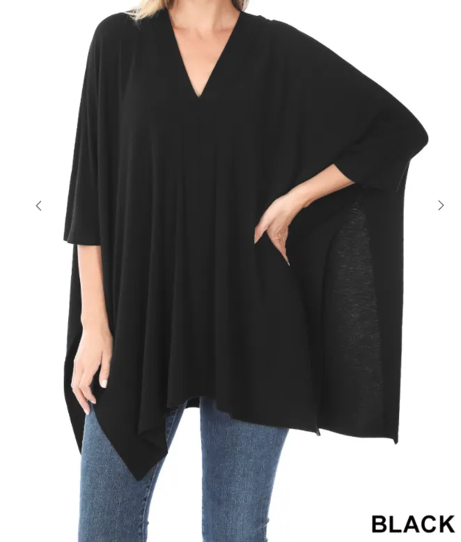 Oversized V-Neck Poncho - 6 Colors