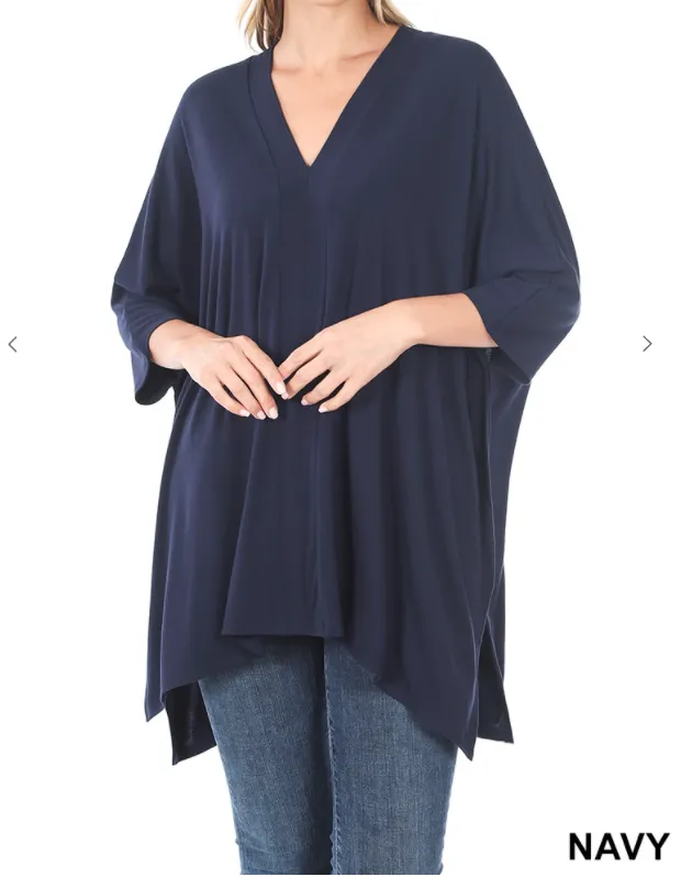 Oversized V-Neck Poncho - 6 Colors