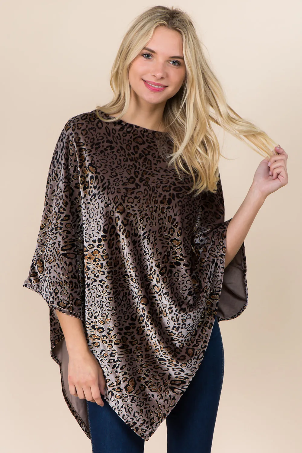 PA-20D8 velour leopard poncho