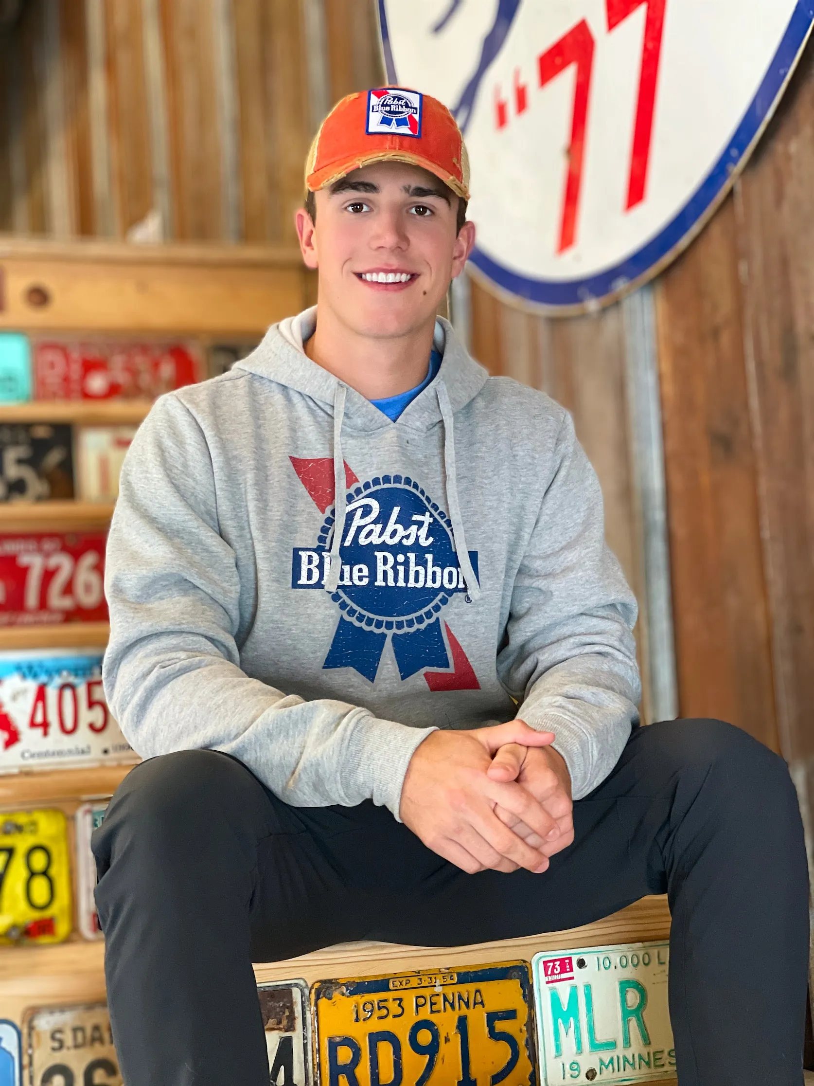 Pabst Blue Ribbon Hoodie- Heather Grey