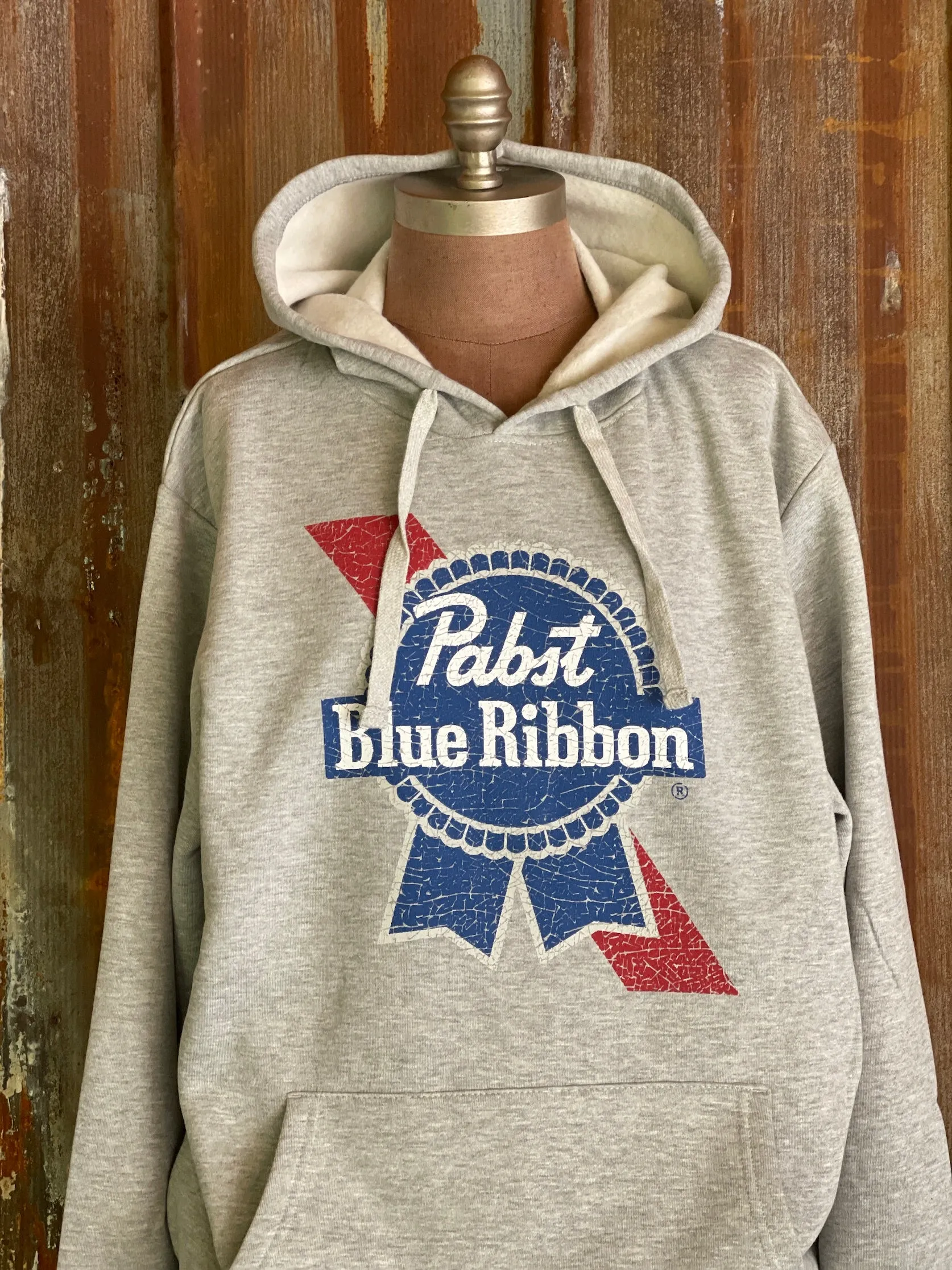 Pabst Blue Ribbon Hoodie- Heather Grey