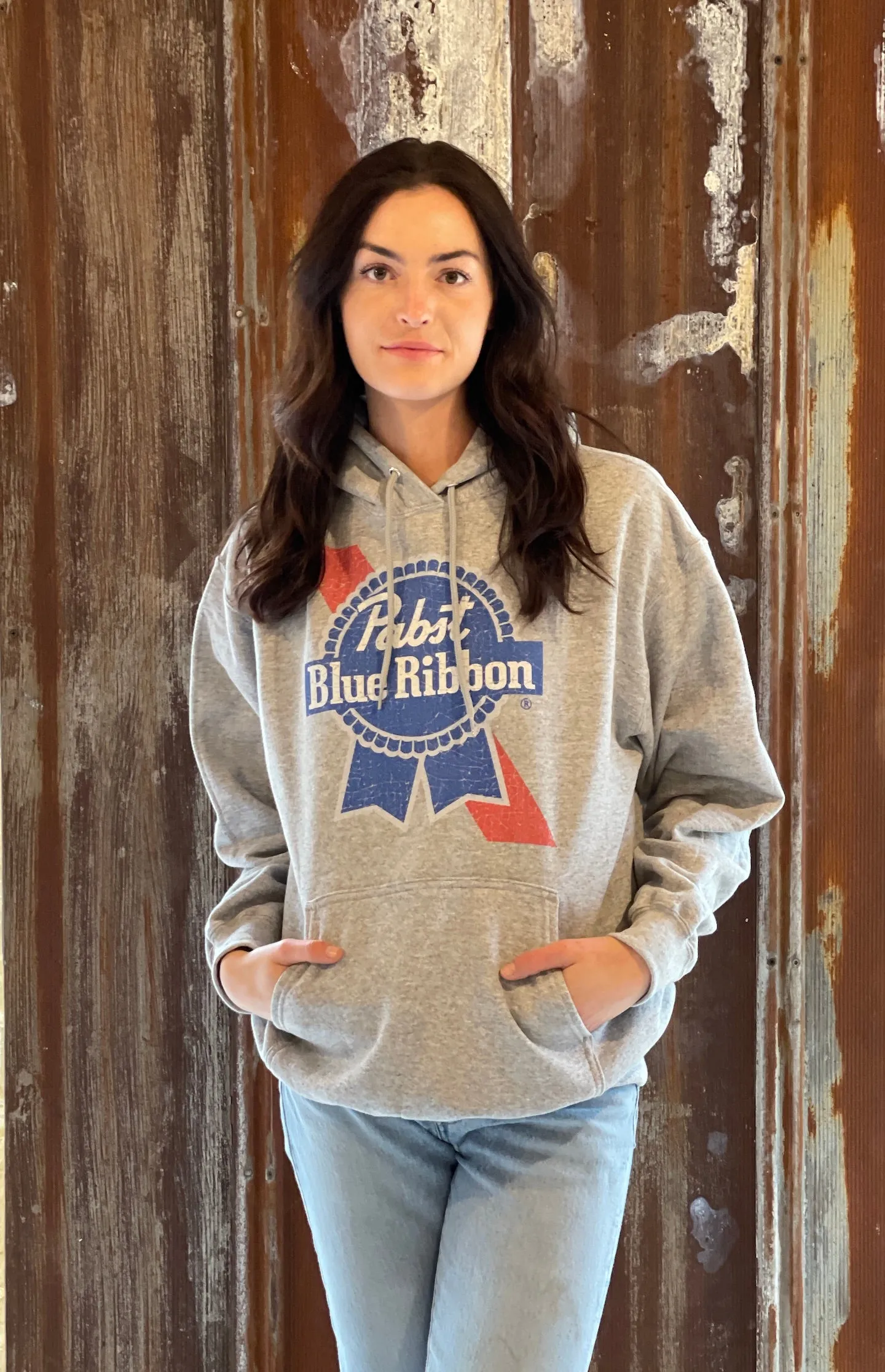 Pabst Blue Ribbon Hoodie- Heather Grey