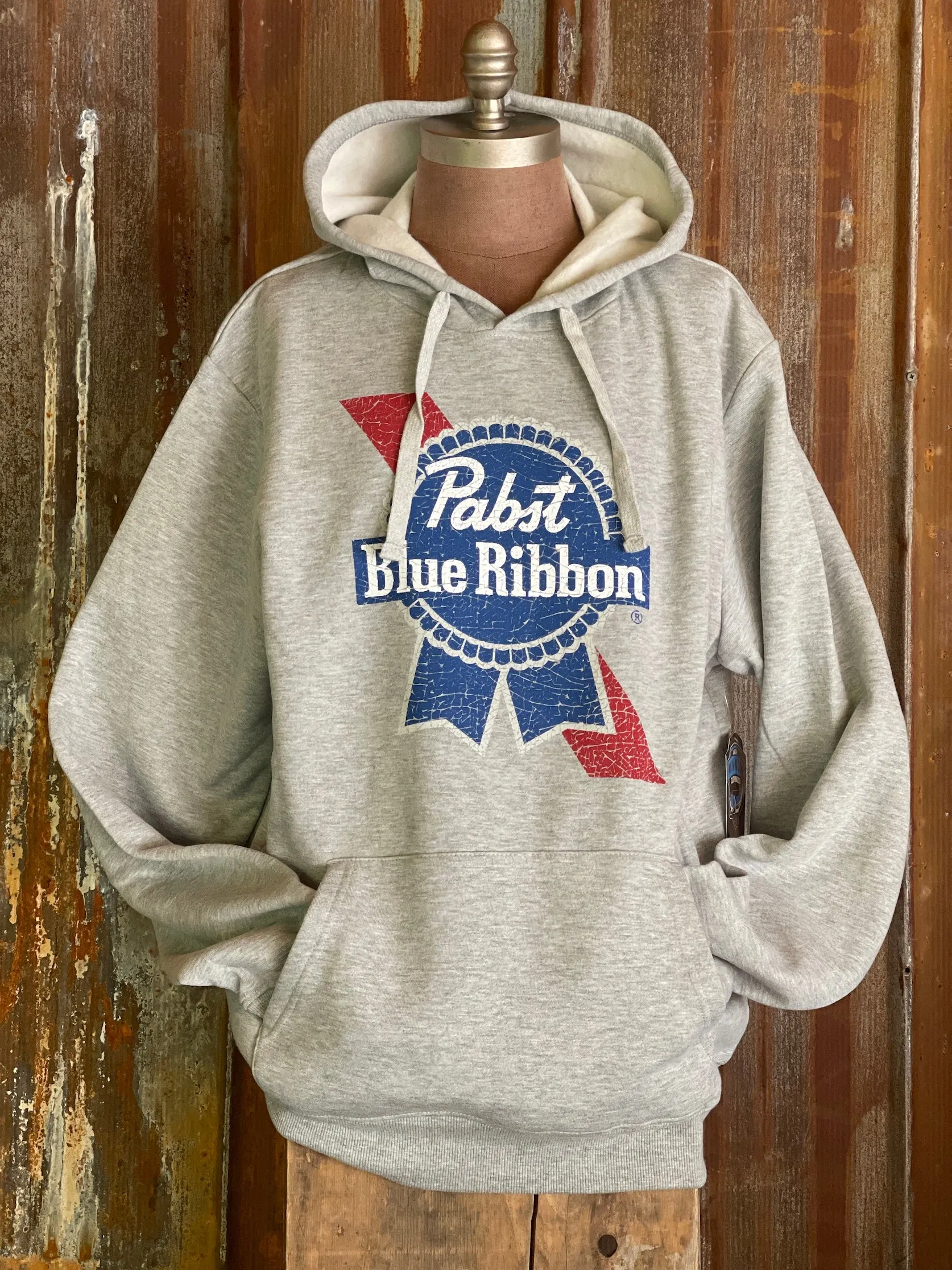 Pabst Blue Ribbon Hoodie- Heather Grey