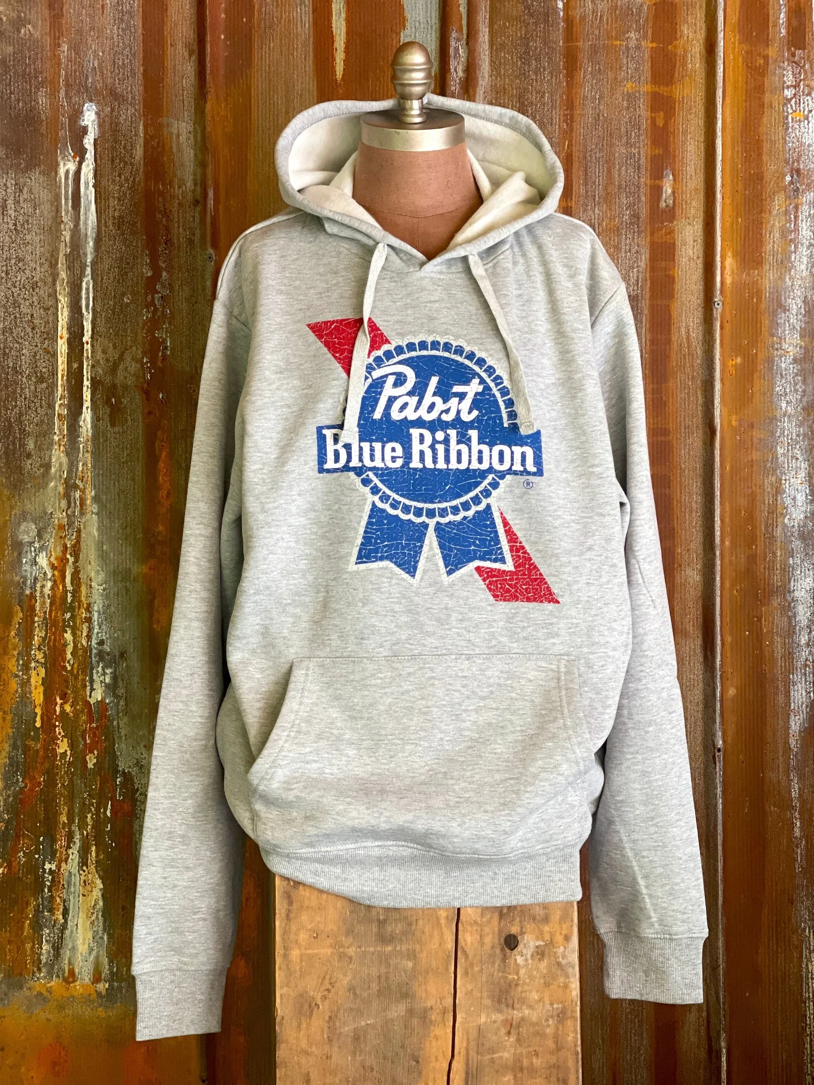 Pabst Blue Ribbon Hoodie- Heather Grey