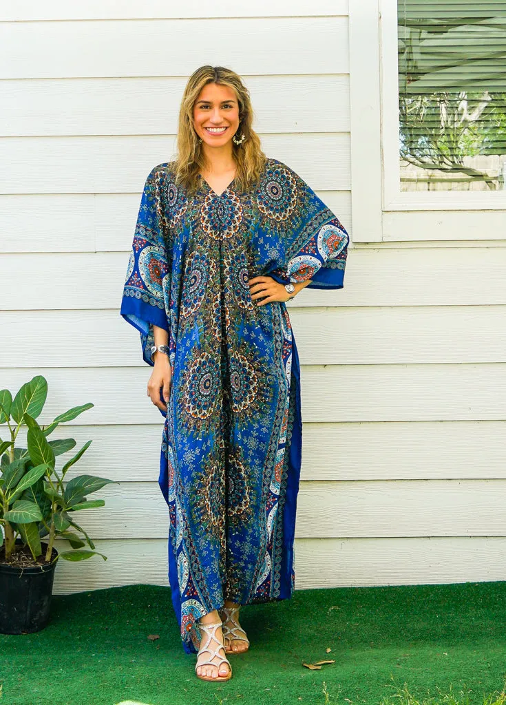 Pacific Blue Mandala Boho Kaftan