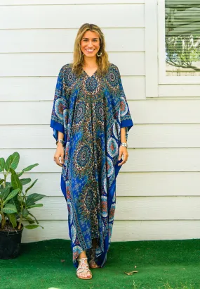 Pacific Blue Mandala Boho Kaftan