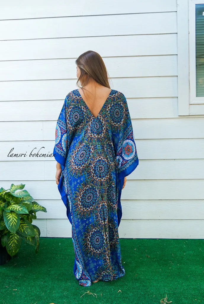 Pacific Blue Mandala Boho Kaftan