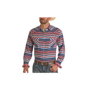 Panhandle Men's Roughstock Long Sleeve Button Down Burgundy Shirt