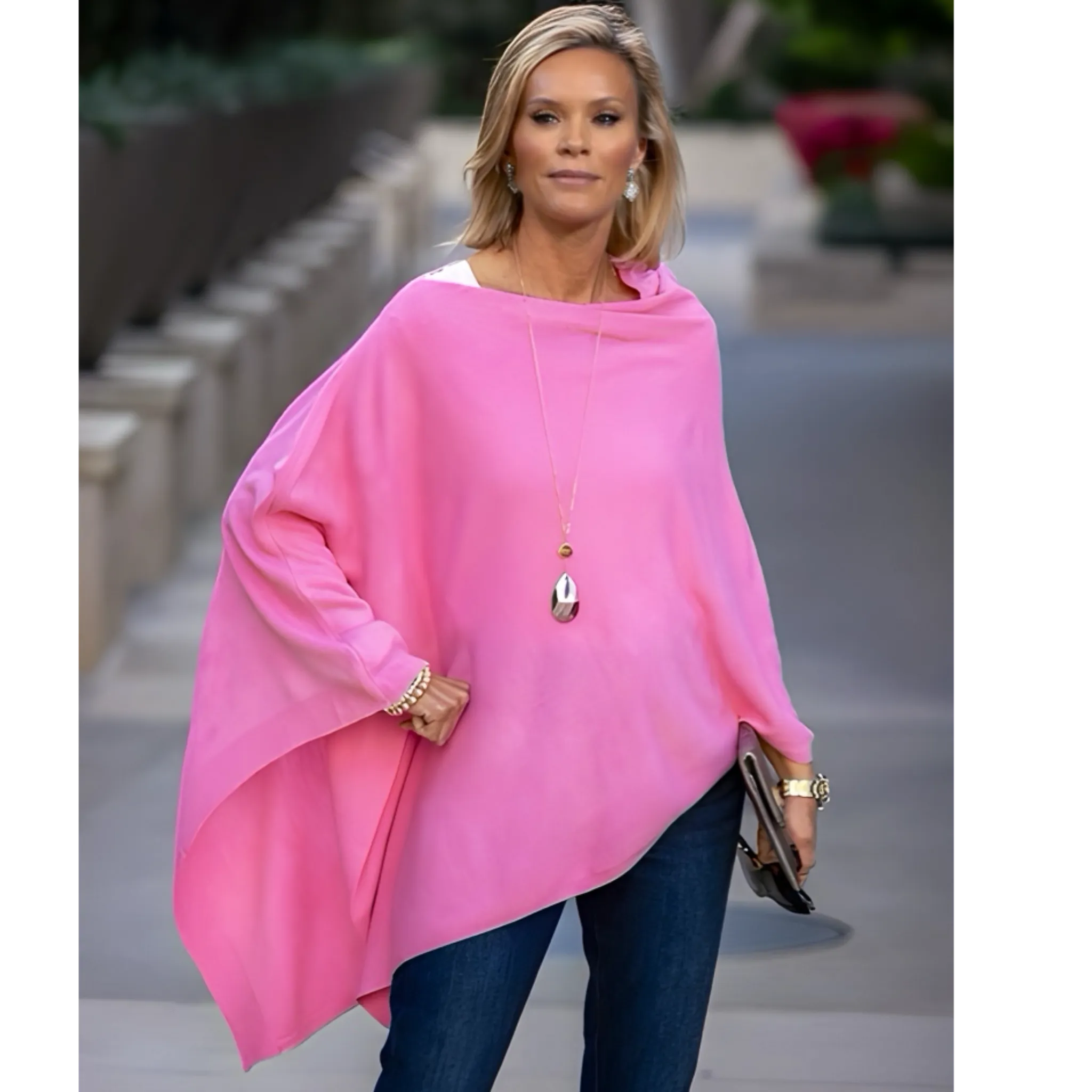 Pink Julian Wool Blend poncho