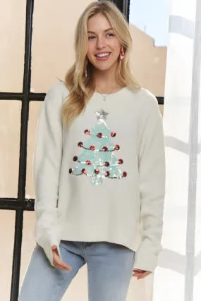 Plus Size Christmas Tree Sequins Holiday Sweater