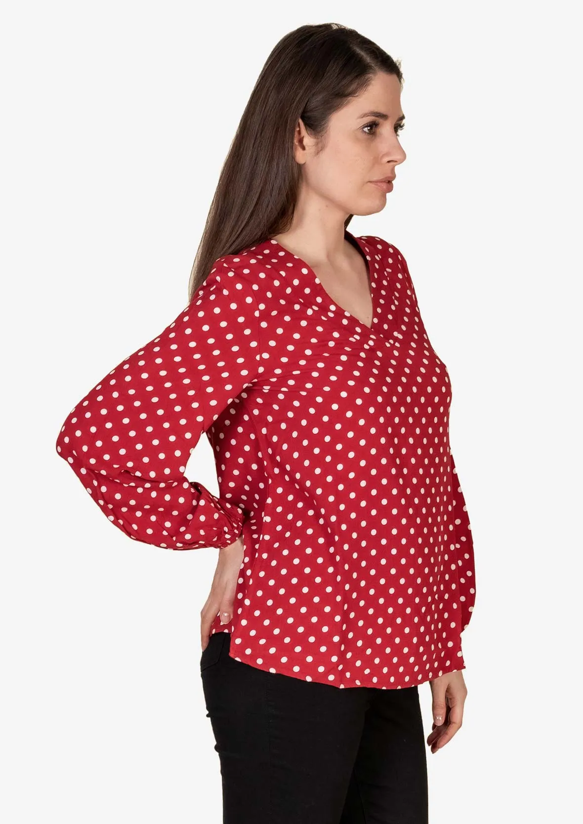 Polka Dot V-Neck Top