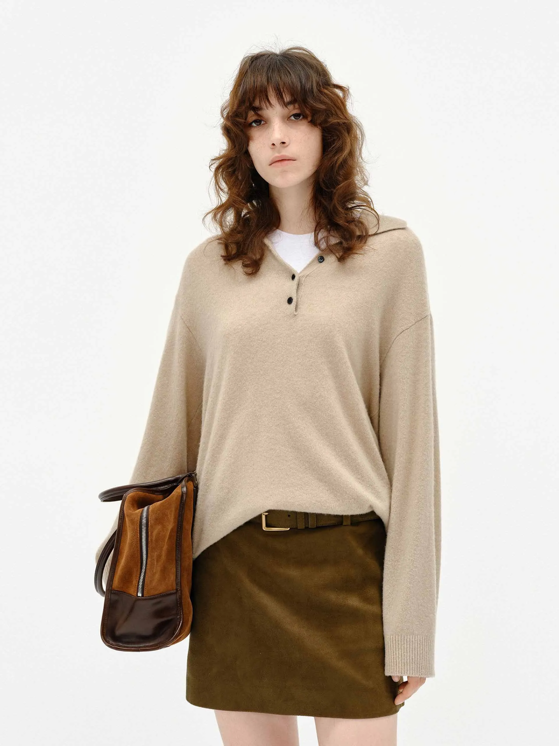 Polo Collar Loose Sweater