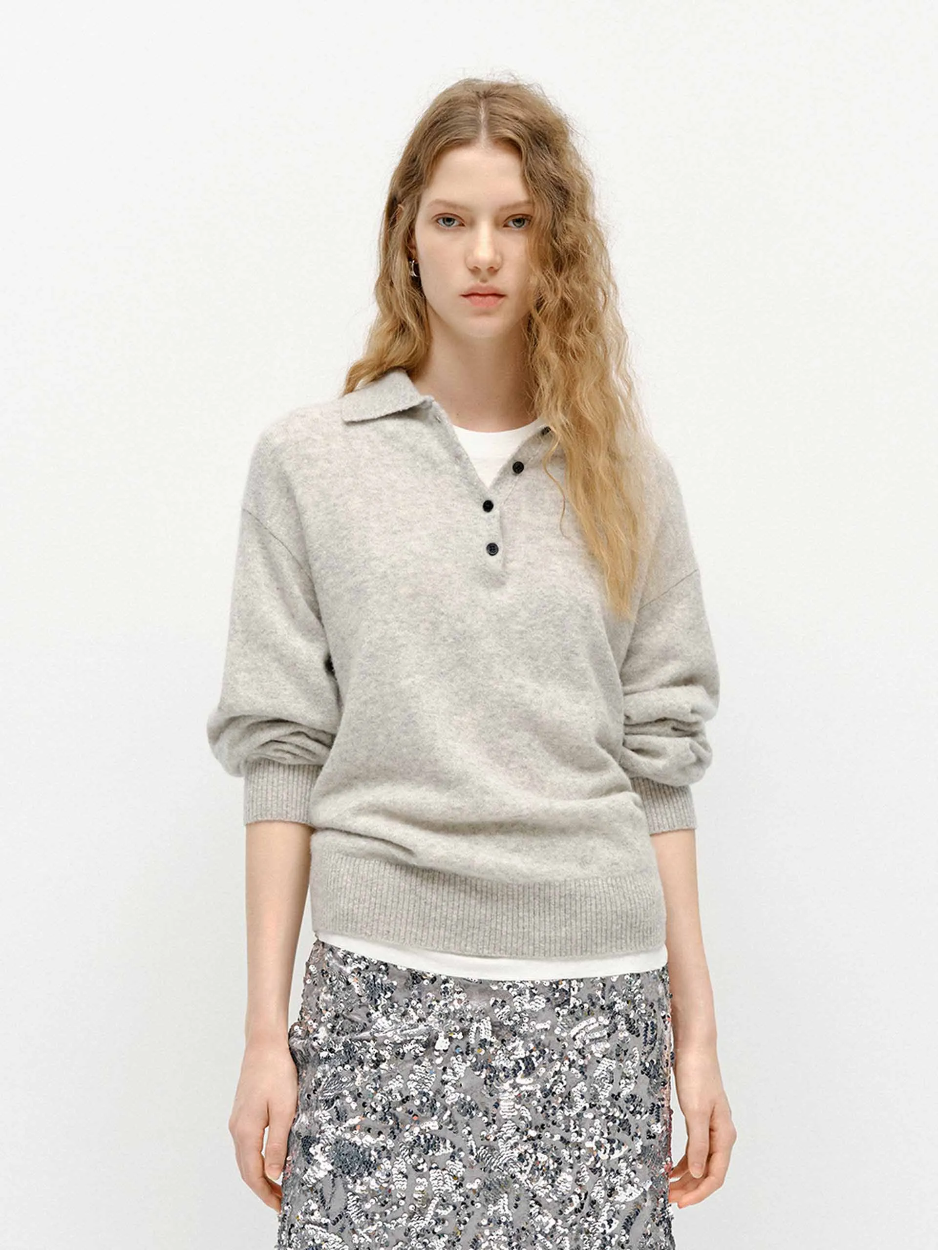 Polo Collar Loose Sweater