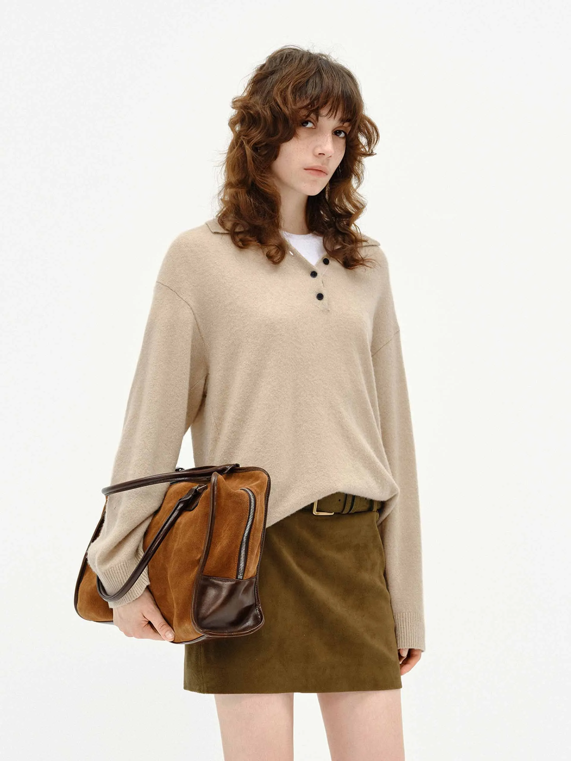 Polo Collar Loose Sweater