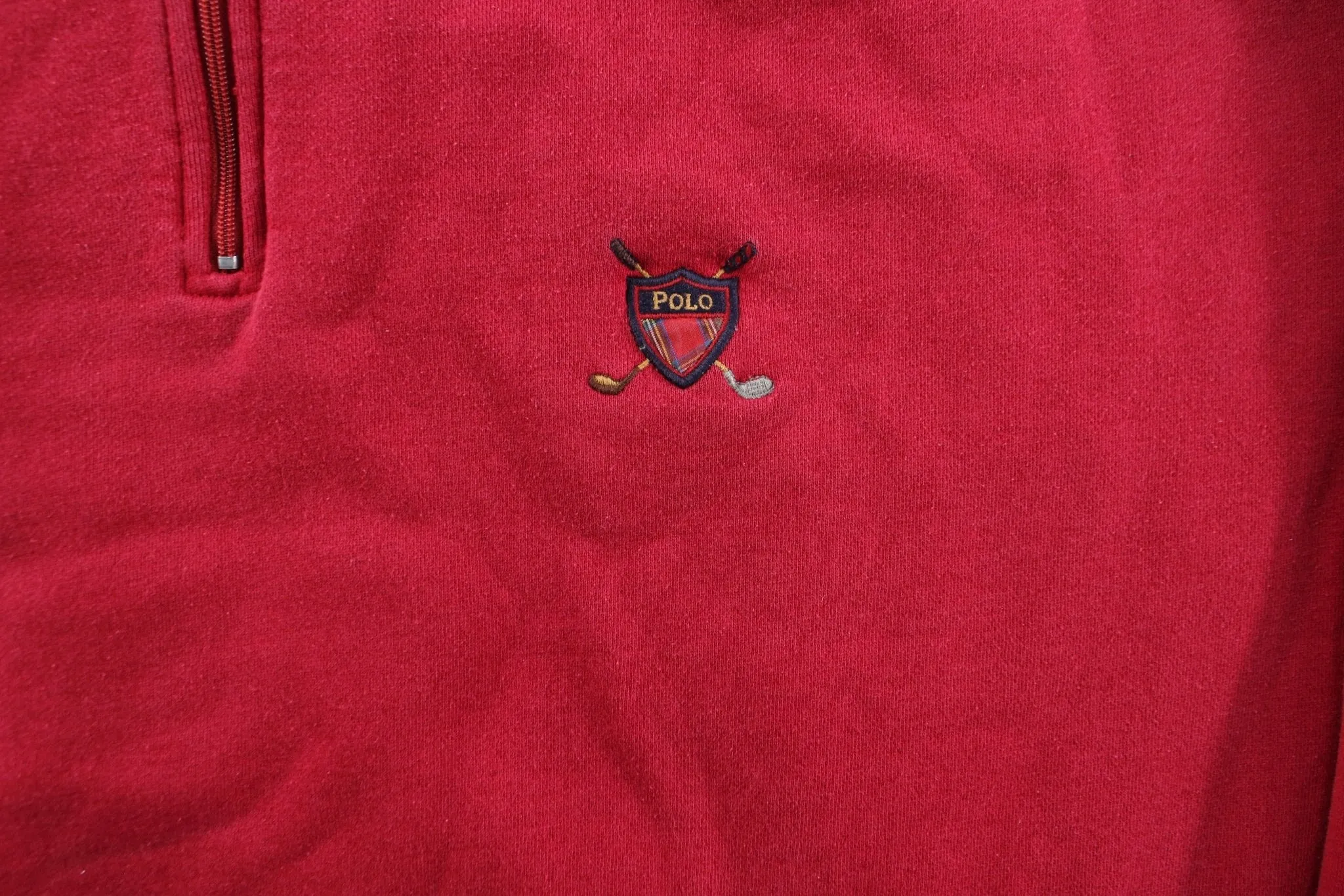 Polo Golf Embroidered Logo Red Quarter Zip Sweater