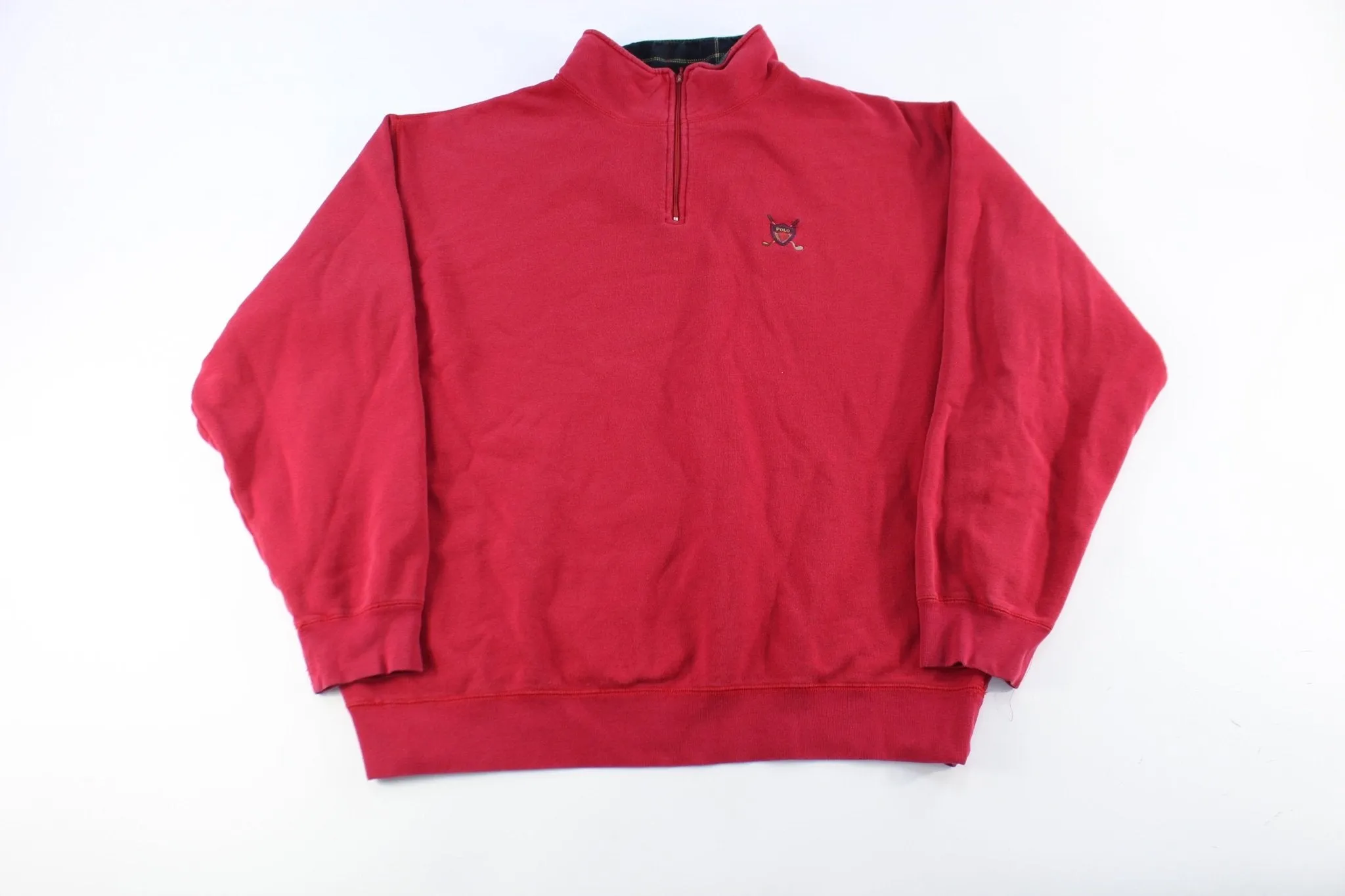 Polo Golf Embroidered Logo Red Quarter Zip Sweater