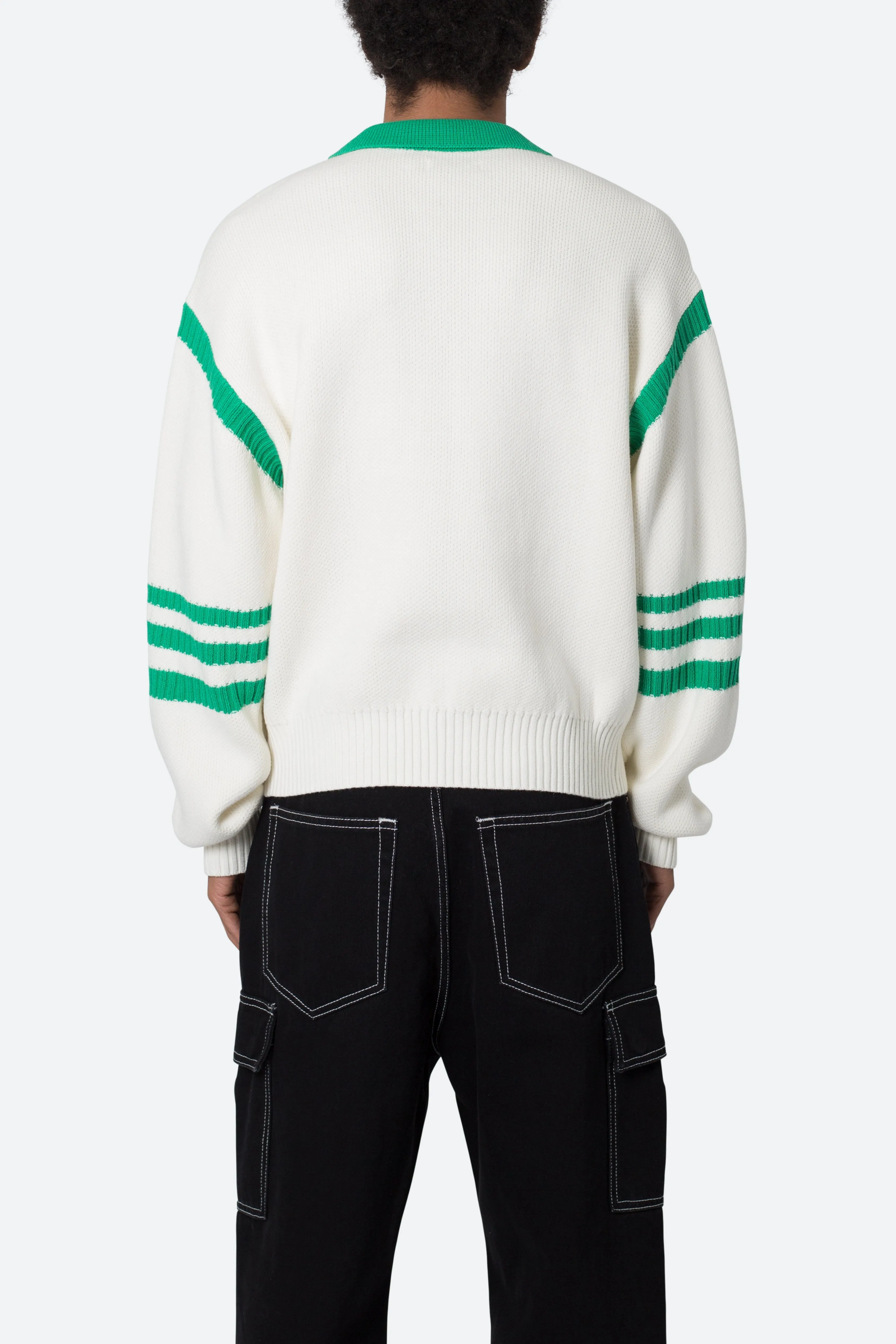 Polo Knit Sweater - Green/White