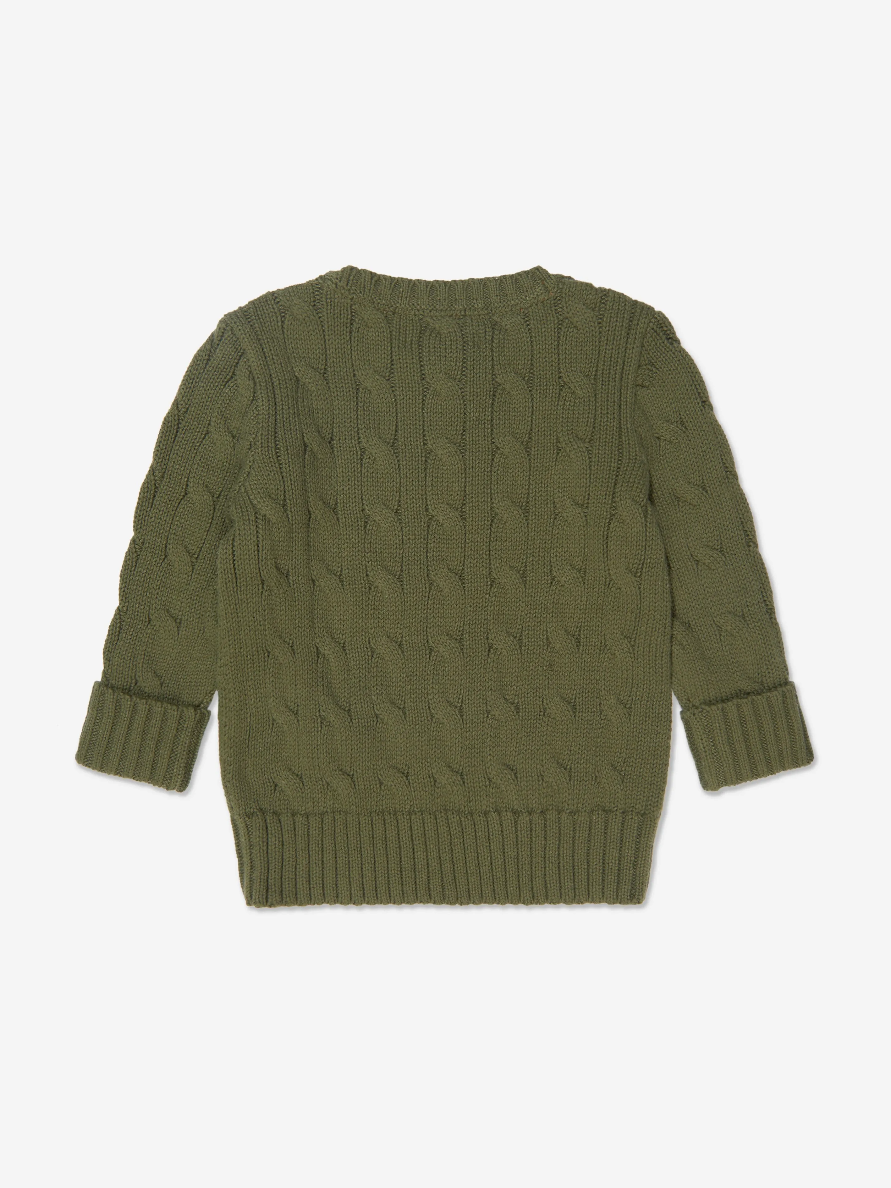 Ralph Lauren Baby Boys Cable Knit Sweater in Green