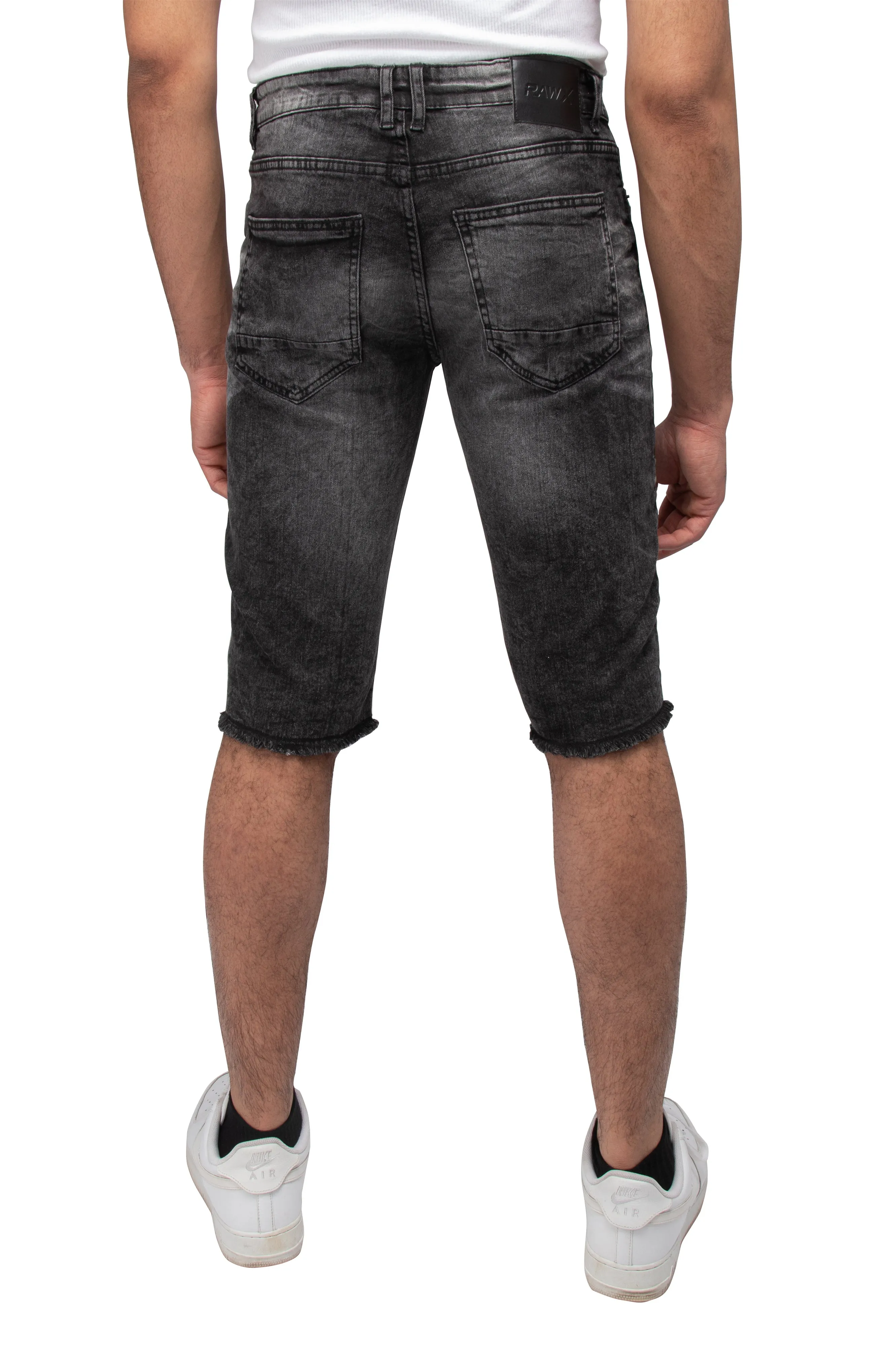 RAWX Men's Denim Shorts, Rips Distress Frayed Cut Off Slim Fit Jeans Short for Men