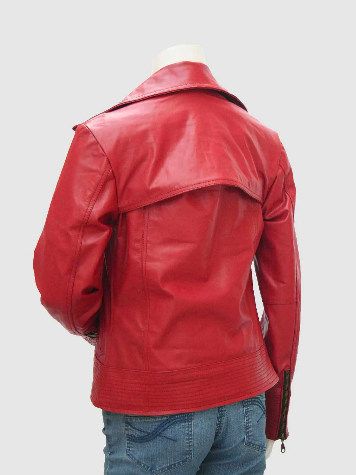 Red Leather Moto Jacket