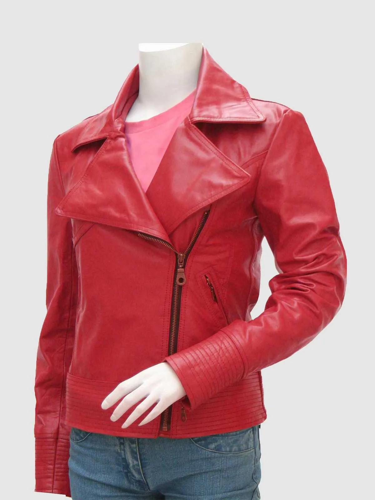 Red Leather Moto Jacket