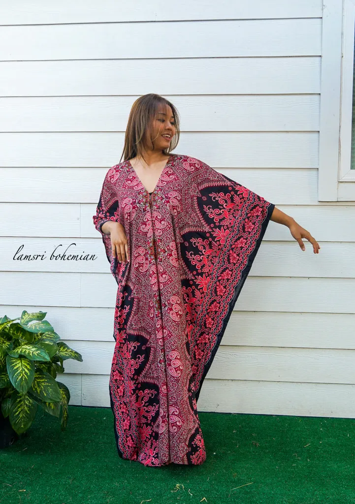 Red Paisley Boho Kaftan