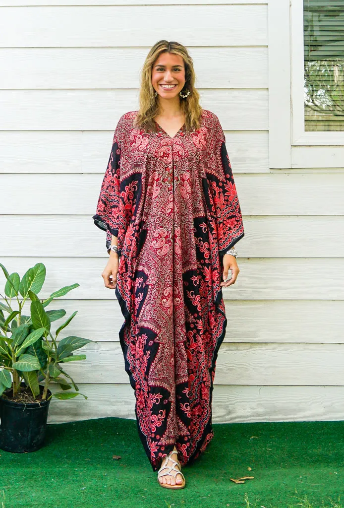 Red Paisley Boho Kaftan