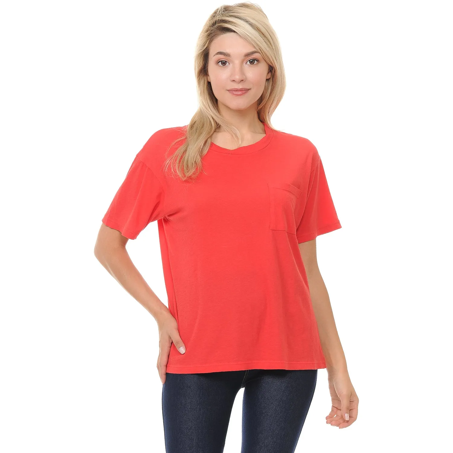 Relaxed Fit Crew Neck T-Shirt with Pocket