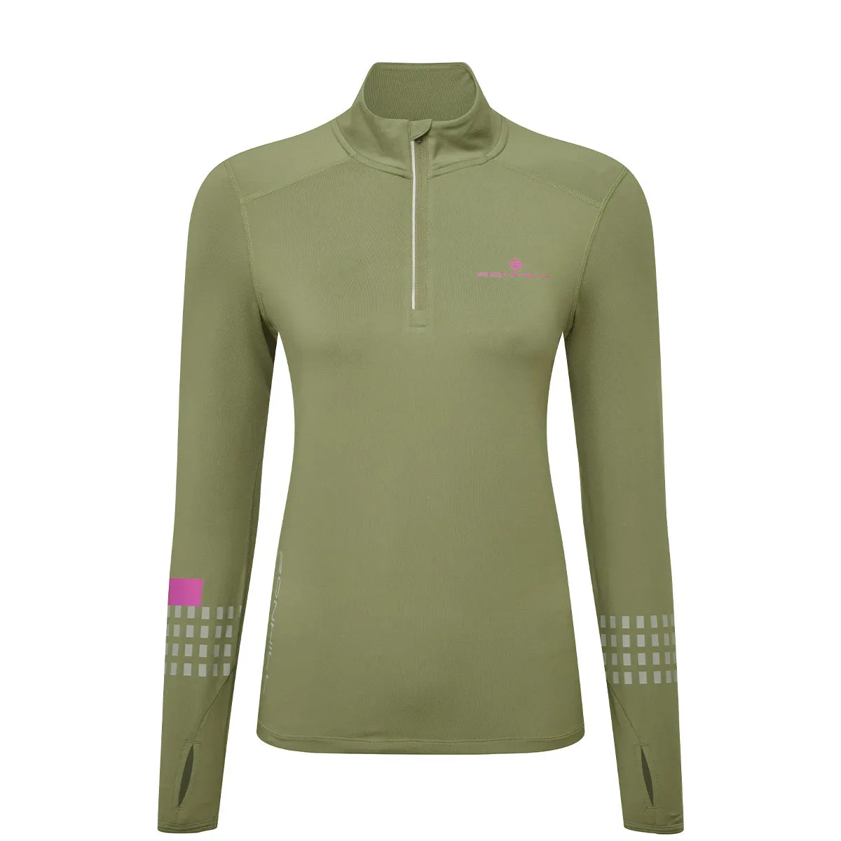 Ronhill Tech Afterhours 1/2 Zip Tee Womens | Wdland/thistle/rflct