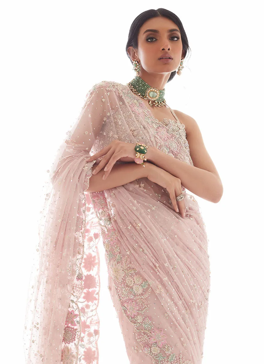 ROSA DREAMWEAVE SAREE WITH CUTWORK EMBELLISHED JACKET