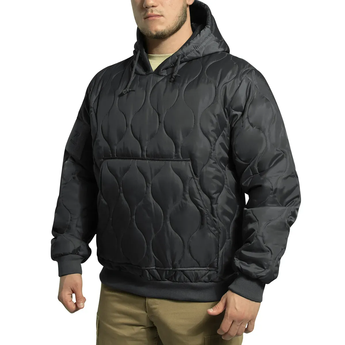 Rothco Men's Quilted Woobie Hooded Sweatshirt Black 10490 10491