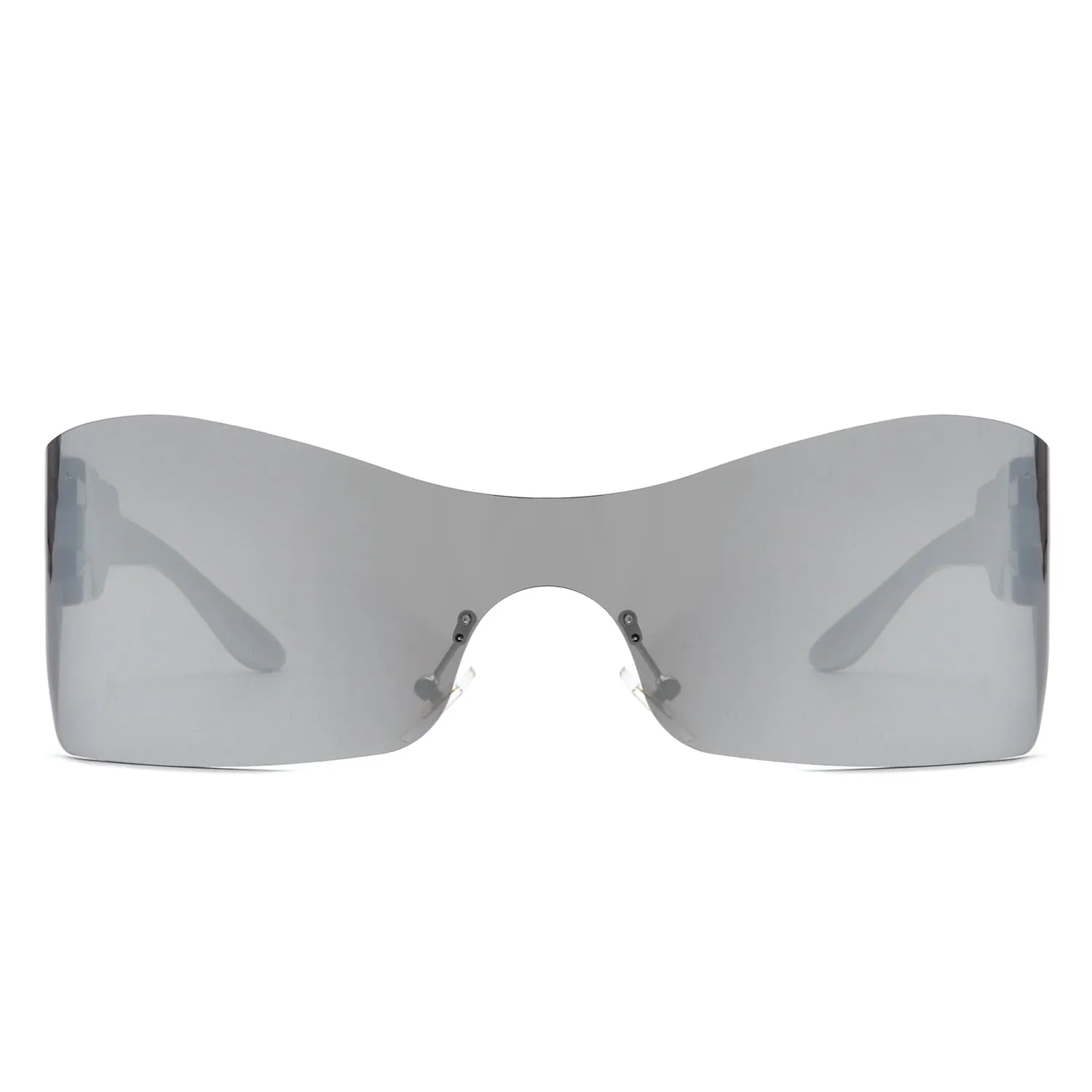 Sable - Futuristic Square Mirrored Flat Top Wrap Around Sunglasses